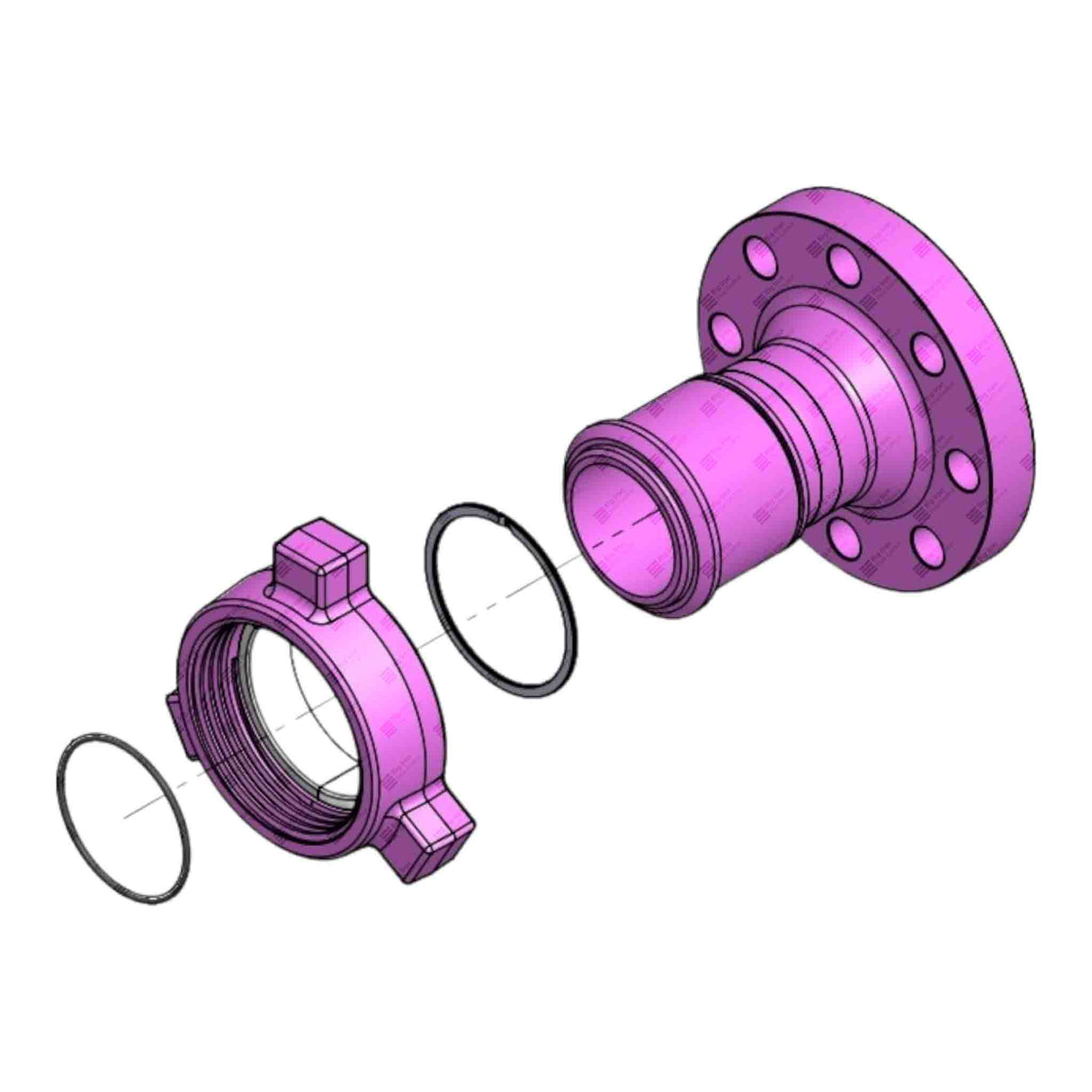 Flange Adapter, 3" 600# RF x 3" 206 M, BW DET, 1480 psi, Sour Service