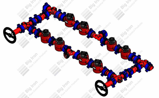 Manifold 2” Fig 1502 8 Plug Valve Dual Stage W/2 Adjustables-2 Positives 15000 Psi Std Service